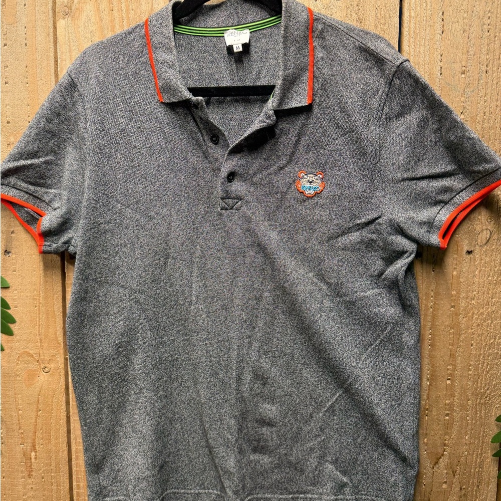 Kenzo Gray Polo with Red Trim